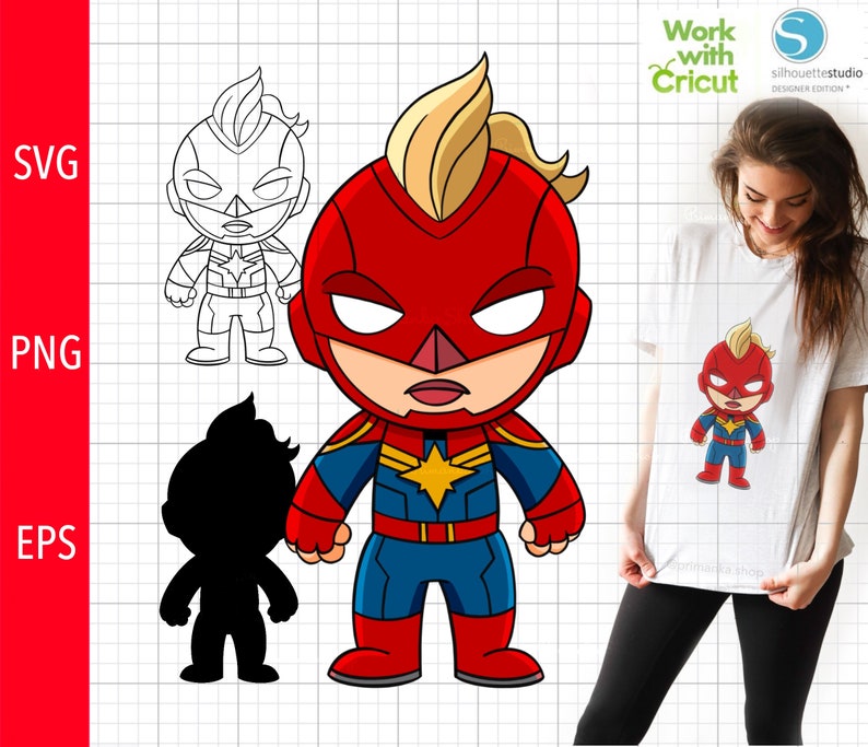Download Captain Marvel layered svg cartoon Avengers endgame svg | Etsy
