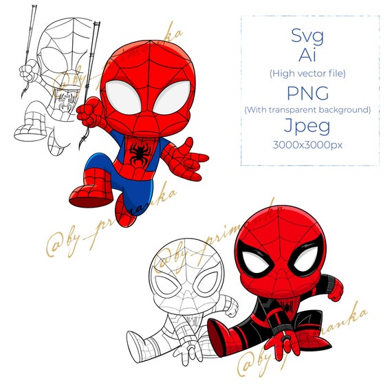Svg Chibi Spider Man 2 Personajes De Dibujos Animados Etsy