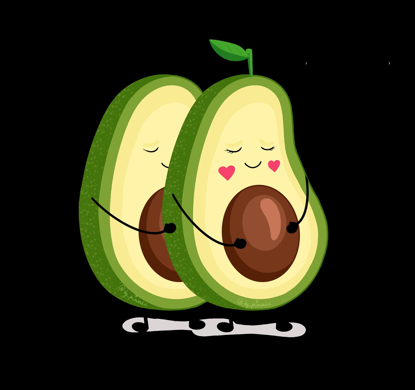PNG Avocado love story cute avocado family clipart. Cartoon | Etsy