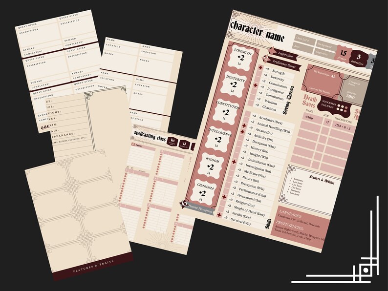 D D Character Sheet Bundle Digital Ipad Notability Goodnotes Etsy