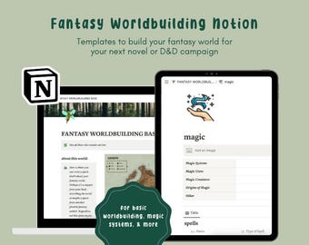 Fantasy Weltenbau Notion (Roman/D&D/Digital Template)