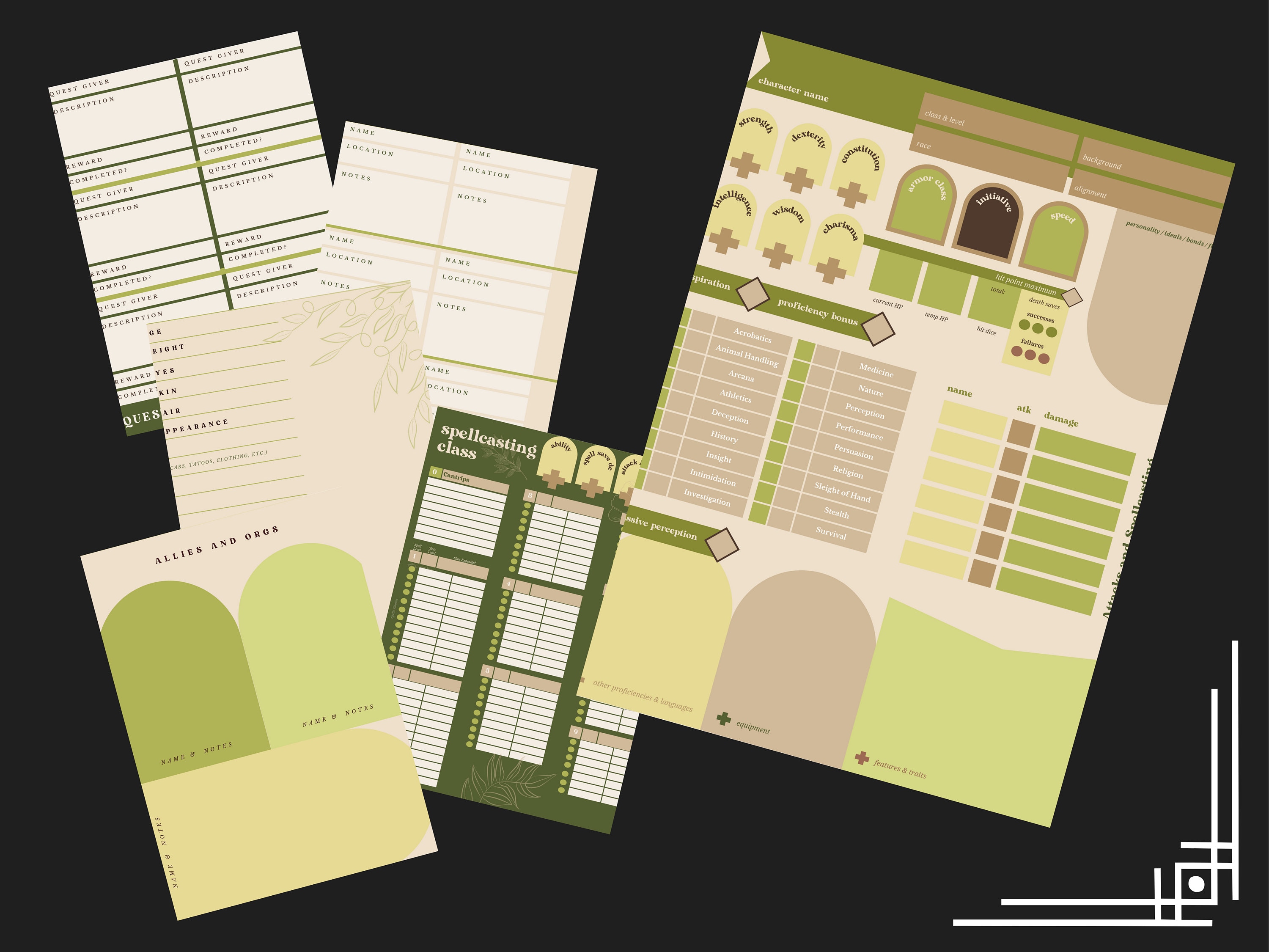 D D Character Sheet Bundle Digital Ipad Notability Goodnotes Etsy