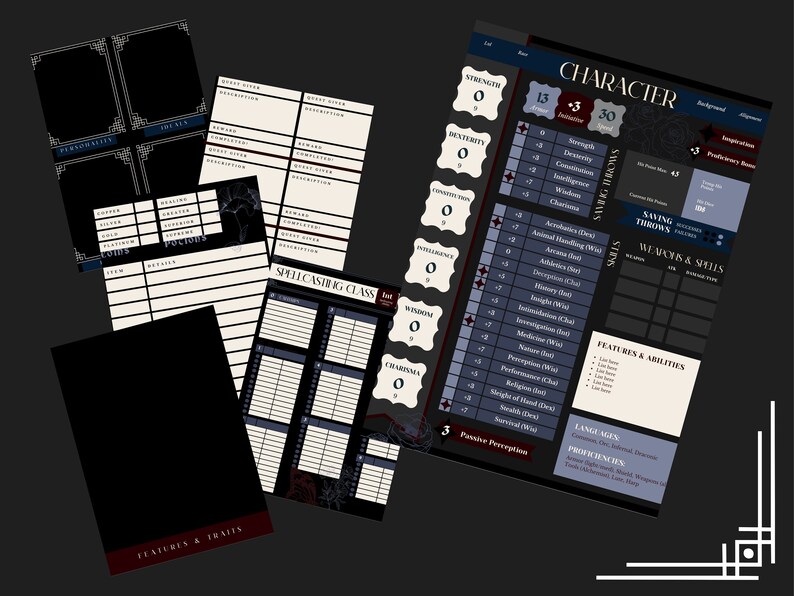 D D Character Sheet Bundle Digital Ipad Notability Goodnotes Etsy