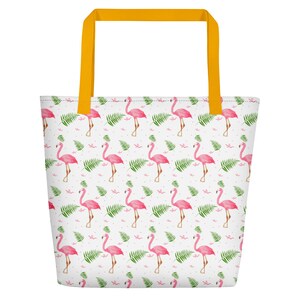 Pink Flamingoes Beach Bag