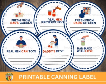 Dad Canning Labels - Canning Labels, Printable Designs, Kitchen Jar Lid Stickers, For Men, Dads, & Sons, Practical Gift Ideas.