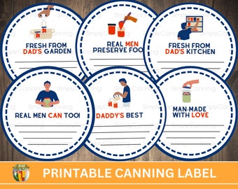 Dad Canning Labels: Printable Kitchen Jar Lid Stickers (PDF Pattern)