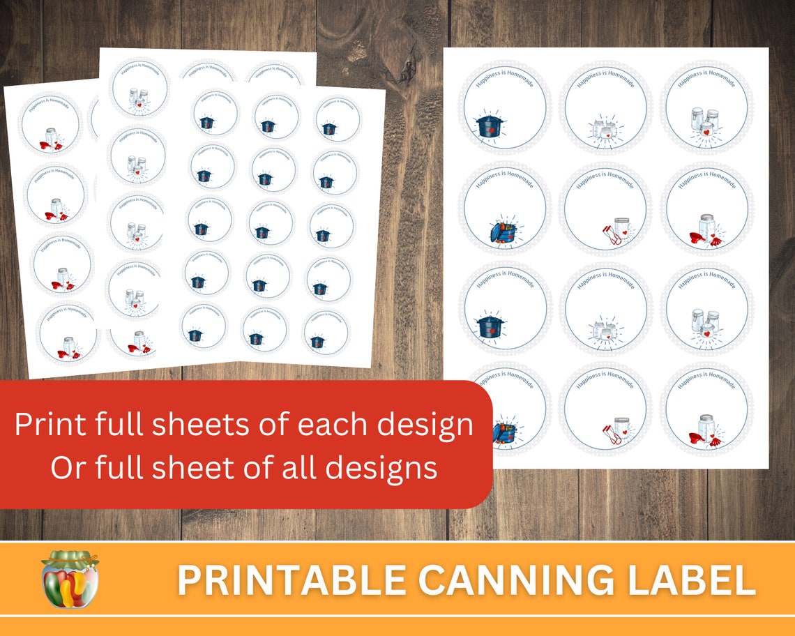 Happiness is Homemade Gingham Printable Canning Jar Labels - Etsy