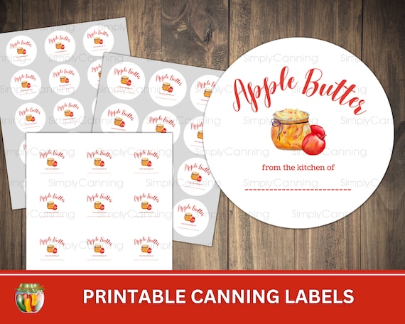 Apple Butter Printable Canning Jar Labels, Round Canning Gift Tags (Digital Download)