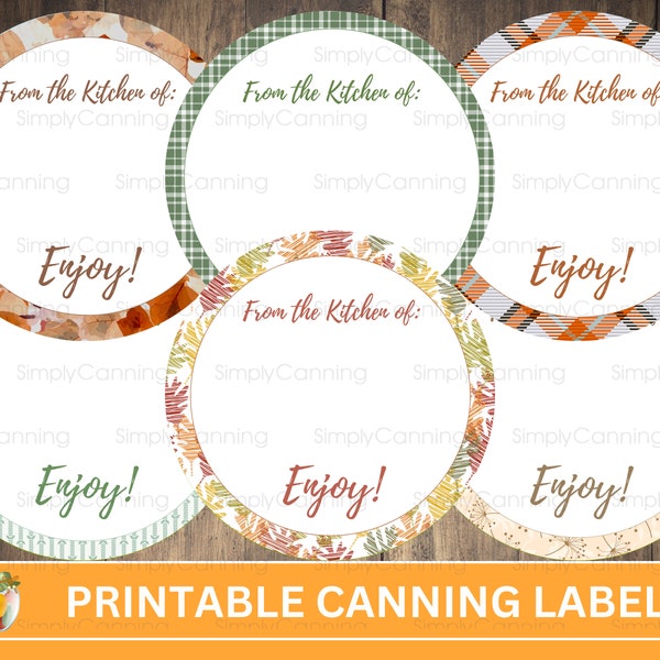 From the Kitchen Of, Enjoy!  Canning Jar Labels, Variety of tan and green tone borders.  Use on jar lids, sides or as gift tags.