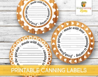 Rustic Wood Canning Labels: Printable Jar Lid Stickers (PDF)