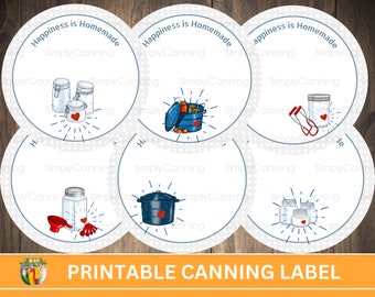 Gingham Canning Jar Labels: Happiness is Homemade (Printable)
