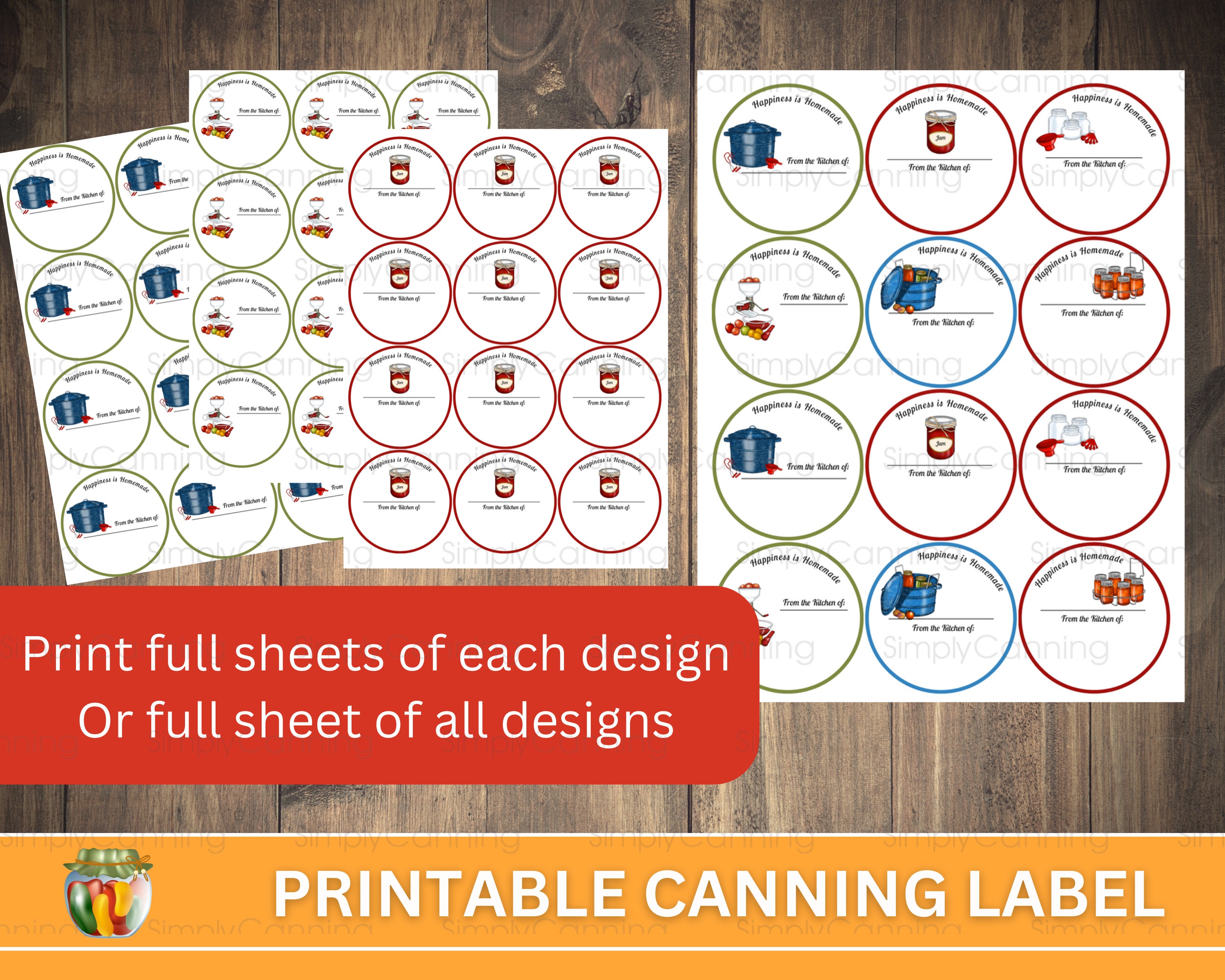 Printable Canning Jar Labels, 2.5 Inch Round Jar Labels, Canning Tools Design, Place on Jar Lids ...