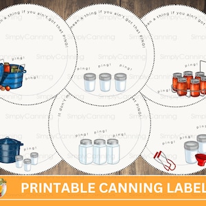 PING! Printable canning jar labels, Canning tools design, Place on jar lids or mason jar sides.  Canning gift tags.