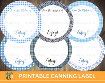 Blue Canning Jar Labels: Printable Gift Tag Stickers (Digital Download)