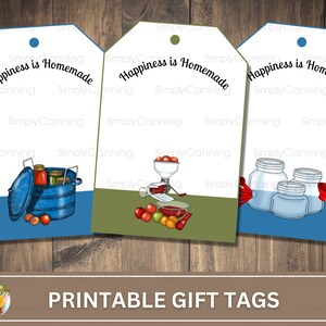 Happiness is Homemade Printable gift tags labels, Canning tools design with bright cheery design. Canning gift tags. image 5