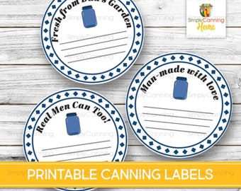 Men's Canning Labels: Printable Jar Lid Stickers (PDF Pattern)