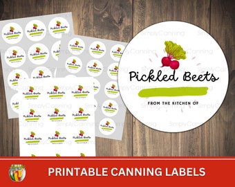 Pickled Beets Canning Jar Labels: Round Stickers (Digital Download)