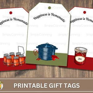 Happiness is Homemade Printable gift tags labels, Canning tools design with bright cheery design. Canning gift tags. image 6