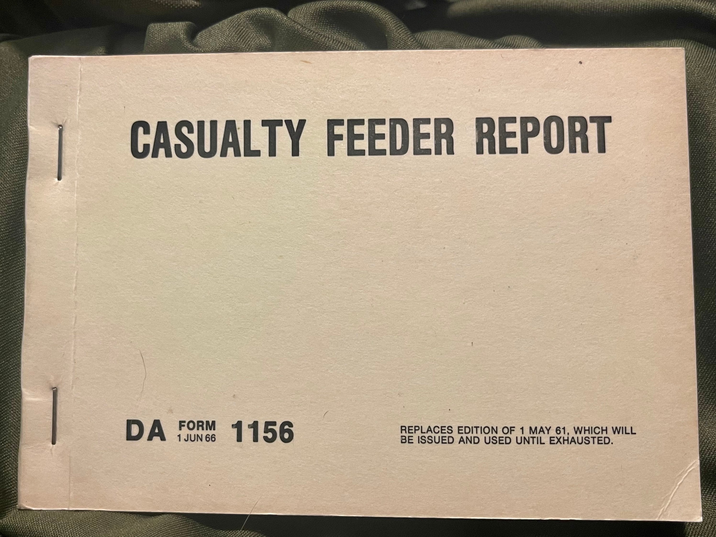 Packet of Casualty Feeder Report US Military Form DA-1156. - Etsy India