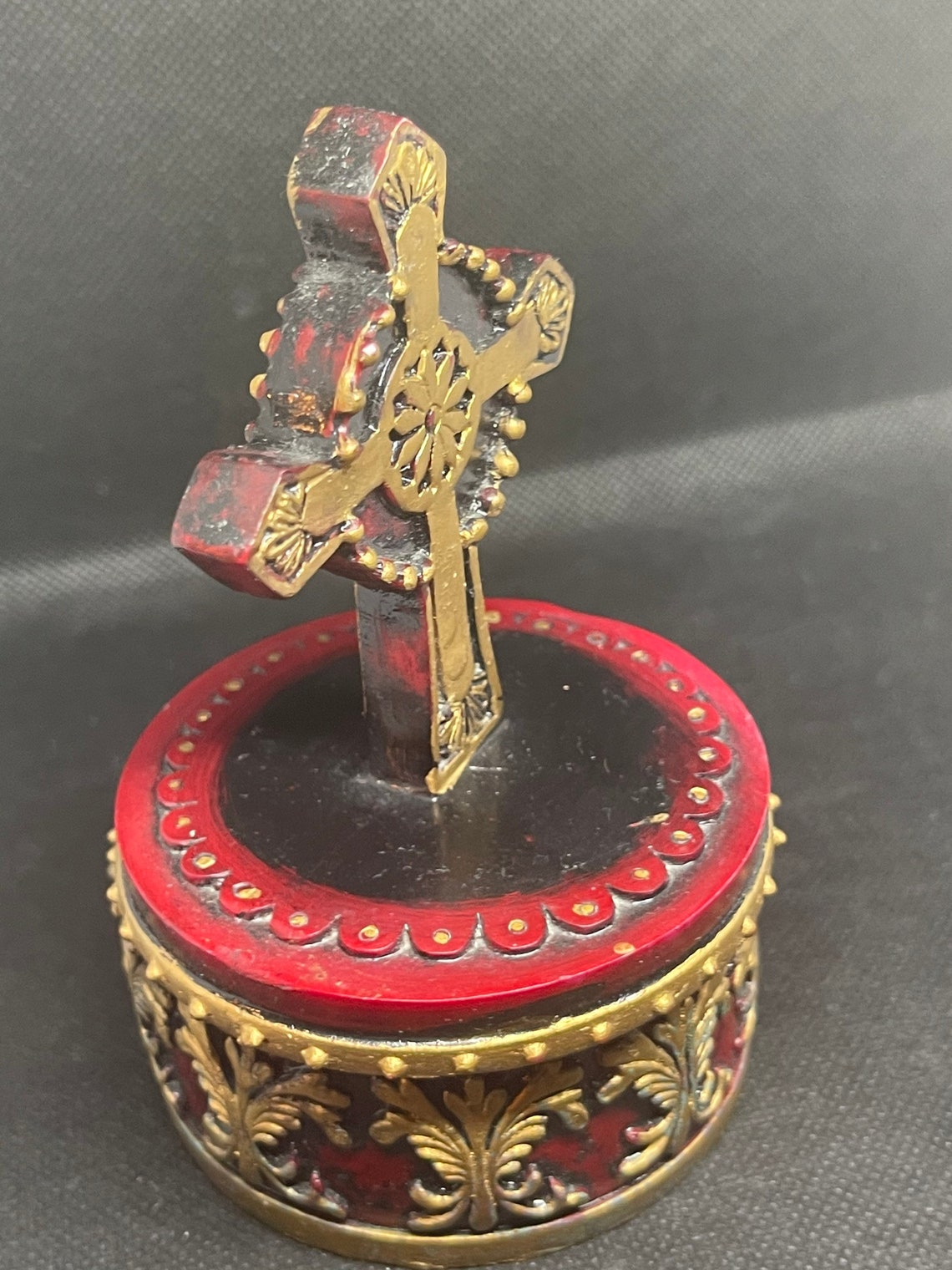 Very nice religious/cross trinket box. Appears to be hand Etsy