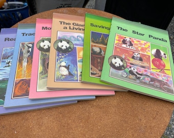 Vintage 1988 Panda Bear Educational Books - Set of 6