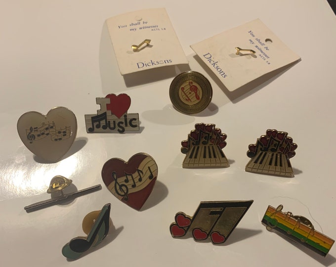 Collection of 12 really cute musical themed pins.