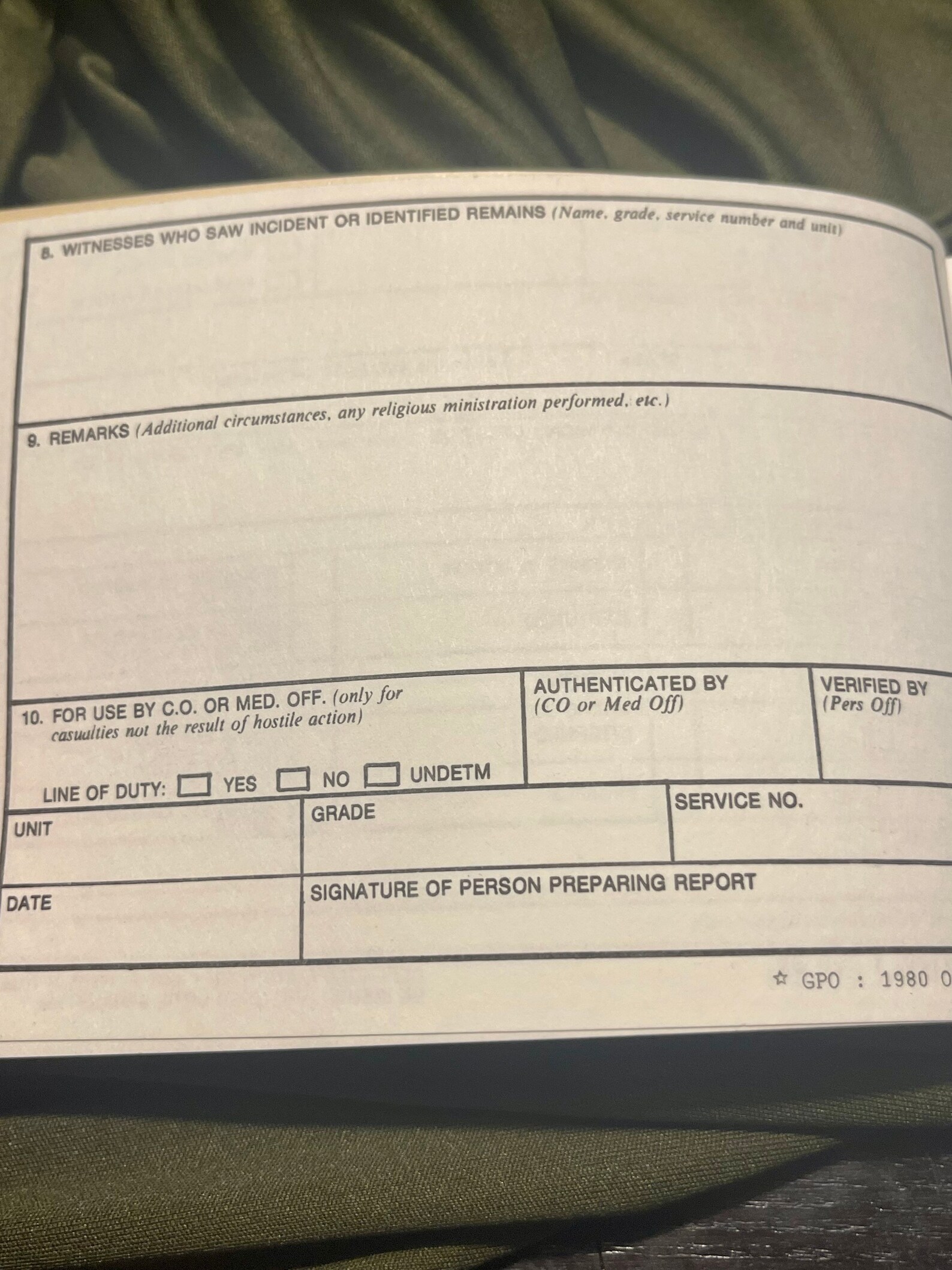 Packet Of Casualty Feeder Report US Military Form DA 1156 Etsy