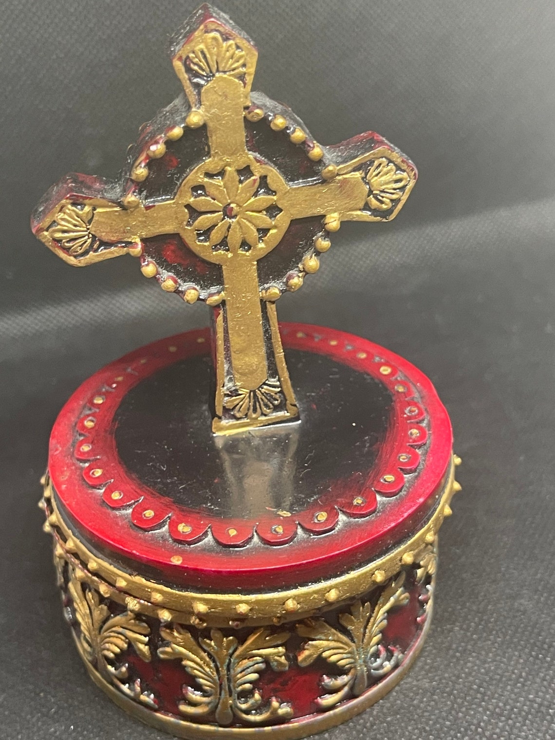 Very nice religious/cross trinket box. Appears to be hand Etsy