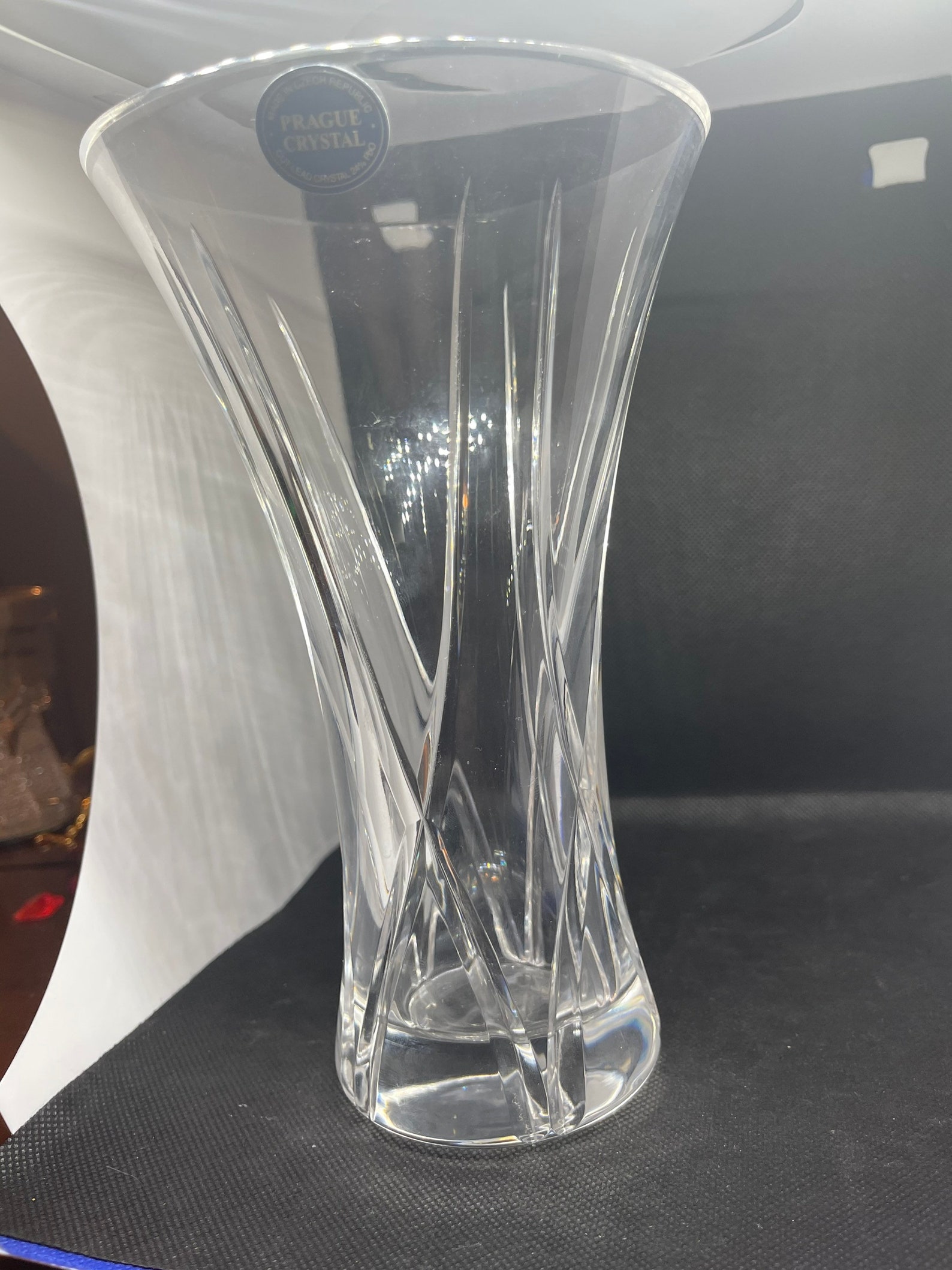 Prague Crystal 8 Inch Glass Vase. Made of Cut Lead Crystal. Very Nice