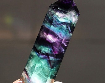 7CM +Natural Elixir Rainbow fluorite obelisk, fluorite tower，Quartz Crystal,，crystal decor，crystal tower，crystal obelisk,crystal Healing