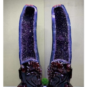 880LB Rare！ A pair Natural Amethyst geode decoration/Quartz Crystal/crystal energy storage/Reiki Healing/crystal decoration 5.20 RH