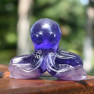 2.5'' Natural Carved Purple fluorite Octopus，Crystal Octopus skull，Quartz crystal，Animal skull，crystal carved，crystal skull healing 1PC