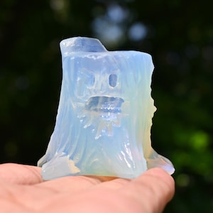 Carved Opalite Ghost Tree Hole: Halloween Crystal Ornament