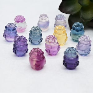 15mm Natural Hand carved Mini Fluorite Cactus，Quartz Crystal carved，Crystal decor，Fluorite flower，Crystal ornament，Crystal healing