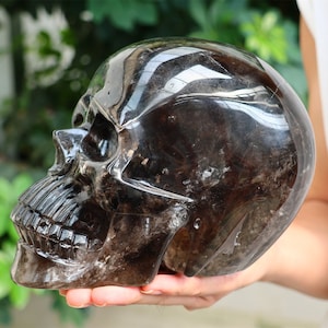 4.2KG Carved Black Smokey quartz Skull，Quartz crystal，home Decor，Crystal decoration，Crystal Gift，rystal skull，healing stone SL-314