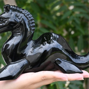 7.2&#39;&#39; Natural Hand carved Obsidian Monster dragon，Crystal Loch Ness Monster  ，Quartz Crystal，Christmas gift，ornament，Crystal Healing