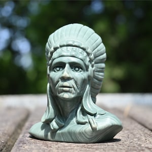 3&quot; Natural Dushan Jade Carved Indian ,Indigenous Carving,Crystal Skull,energy crystal,Reiki Healing Figurine,Crystal Gifts 1pc