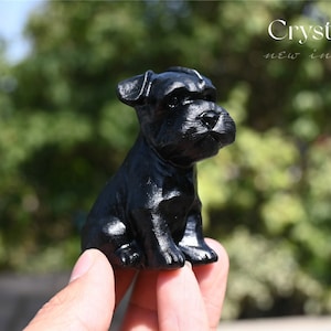 2.4&#39;&#39; Natural carved Obsidian dog，Quartz Crystal，Crystal gift，Crystal dog，Crystal gift，Crystal Figurine,Hand carved，Crystal ornament Healing