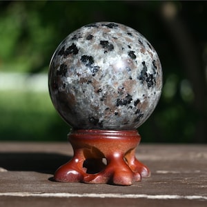 Yooperlite Crystal Sphere (40-50mm): Natural Quartz Healing Ball + Base