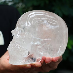 1.78KG Carved Hollow out Clear quartz Skull，Quartz crystal，Ornament，home Decor，decoration，Crystal Gift，Crystal skull，healing stone SL-324