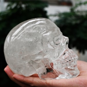 1.51KG Carved Hollow out Clear quartz Skull，Quartz crystal，home Decor，decoration，Crystal Gift，rystal skull，healing stone SL-337