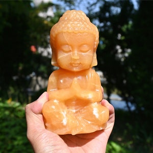 6&#39;&#39; Natural carved Calcite Buddha，Calcite skull，Carved skull，Crystal Buddha， Crystal Statue，Divine gift，Crystal Healing 1PC