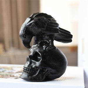 2,5&#39;&#39; natuurlijke gesneden obsidiaan kraaischedel, kristallen kraaischedel, kwartskristal, kraaiensnijwerk, kerstcadeau, kristalornament, kristalgenezing