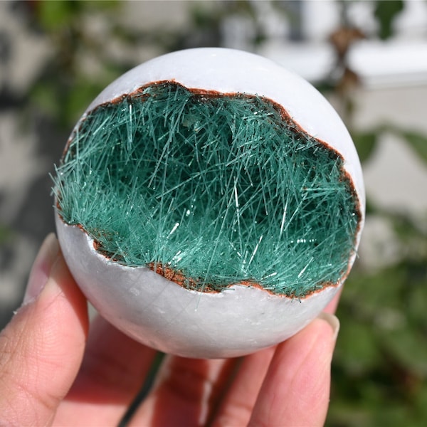55mm-60mm+ Green Needle Ironstone Ball,Open Mouth Magnesite Goethite Crystal Ball,Crystal Ball,Crystal Sphere ,Home Decoration,Crystal gift