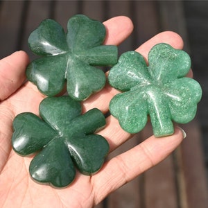 1PC Natural Aventurine Four Leaf Clover,Quartz Crystal Clover,Crystal Carved,Home Decoration,Crystal Gifts,Mineral Specimen,Reiki Heal 25g+