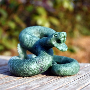 2.9&quot; Natural Dushan jade Carved Snake, Snake Carving,Quartz Crystal Carved Snake,Crystal Figurine,Home Decor,Reiki Healing，Crystal gift