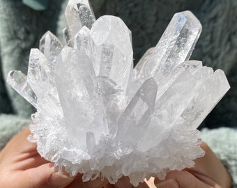 Crystal cluster，300-500G+ Clear quartz Cluster Crystal，Quartz Point VUG，Mineral Specimen Healing Degaussing Decor Collection