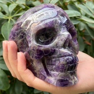 4'' Natural Hand Carved Dreamy purple skull，carved skull，Natural Quartz，Amethyst skull，Crystal skull，Quartz crystal，healing stone