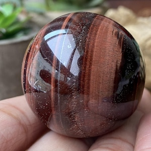 35mm+ Natural Red Tiger eyes Sphere，Divination，Quartz Crystal Ball，crystal decor，Crystal Healing Divination ball Gift+Base