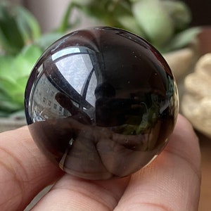 30mm+ Natural Smokey quartz Sphere +base，Quartz Crystal，Halloween gift，crystal Ball，Crystal sphere,Divination ball Healing Gift +Base